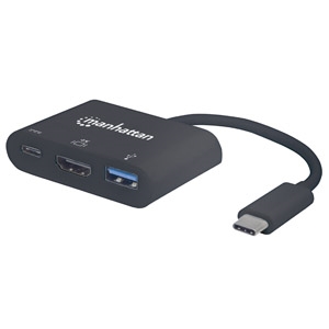 *Convertidor USB-C a HDMI USB 3.O USB-C MANHATTAN 152037, Negro