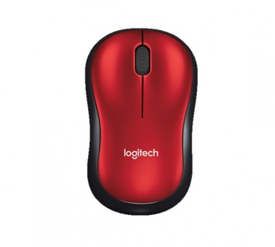 *Mouse LOGITECH M185, Rojo, 3 botones, RF inalámbrico, Óptico, 1000 DPI