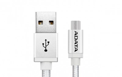 *Cable Micro USB ADATA , 1 m, USB A, Micro-USB B, Macho/Macho, Plata AMUCAL-100CMK-CSV