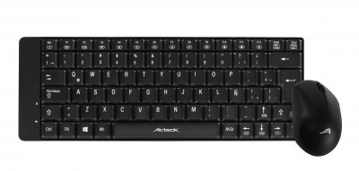 Kit teclado y mouse inalambrico ACTECK AC-916622, Mini, 79 teclas, Negro, 10 m