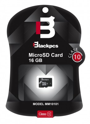Memoria Micro SD Blackpcs MM10101-16, 16 GB, 30 MB/s, Negro, Clase 10