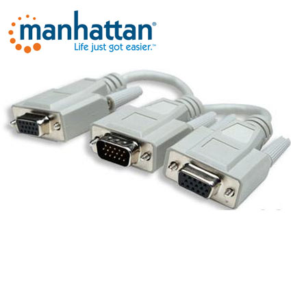 *Cable VGA - HD15 - &quot;y&quot; MANHATTAN 328302, 0,15 m, VGA, VGA (D-Sub), Macho/hembra, Color blanco