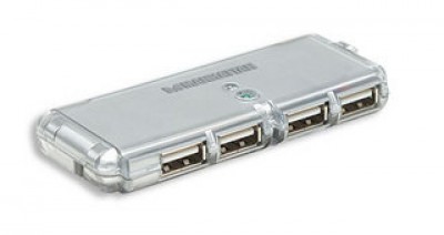 *Hub USB MANHATTAN 160599, USB 2.0, Gris, 4 puertos